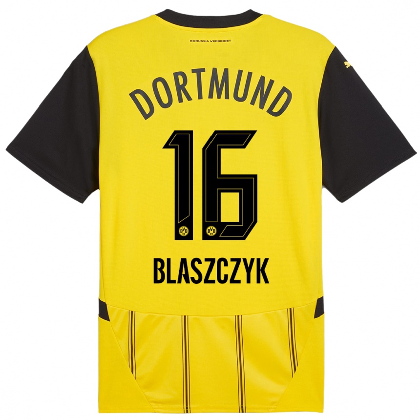 Kinder Fußball Oliwer Blaszczyk #16 Gelb Schwarz Heimtrikot Trikot 2024/25 T-Shirt Luxemburg