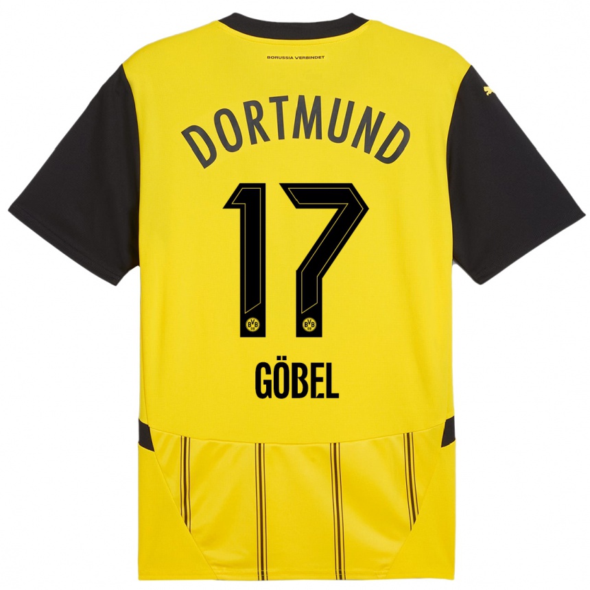 Kinder Fußball Patrick Göbel #17 Gelb Schwarz Heimtrikot Trikot 2024/25 T-Shirt Luxemburg