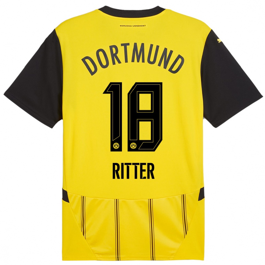 Kinder Fußball Roméo Ritter #18 Gelb Schwarz Heimtrikot Trikot 2024/25 T-Shirt Luxemburg