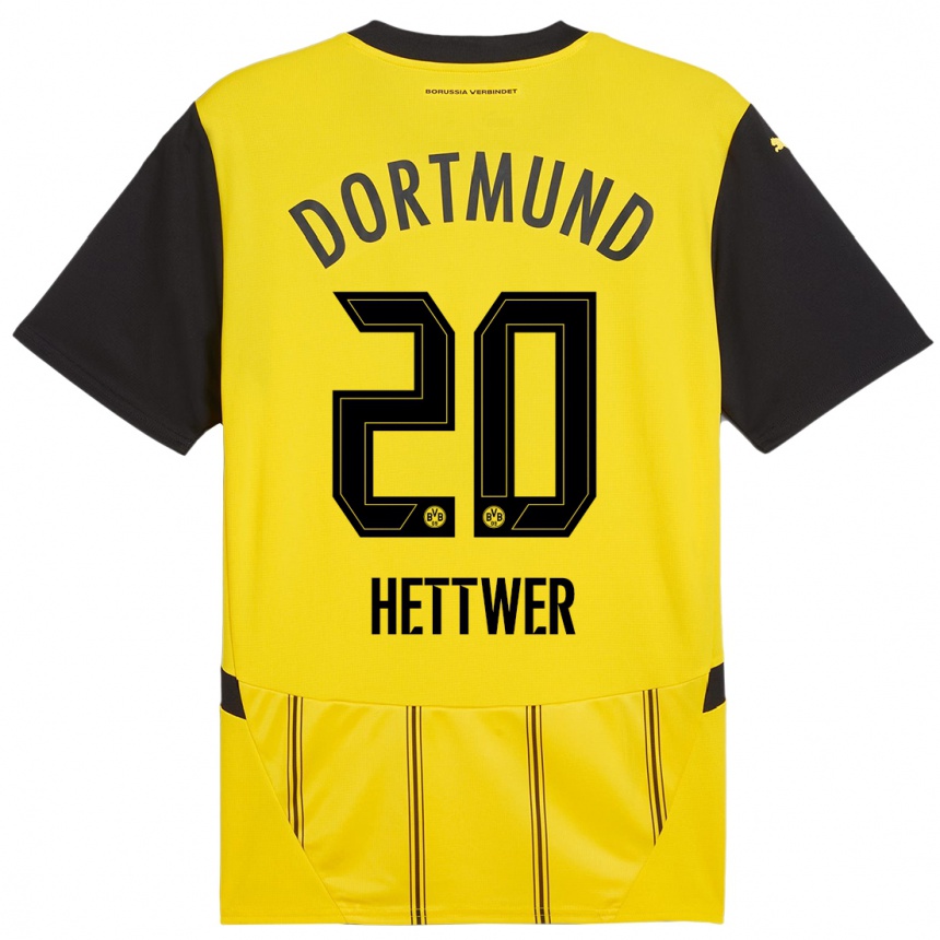 Kinder Fußball Julian Hettwer #20 Gelb Schwarz Heimtrikot Trikot 2024/25 T-Shirt Luxemburg