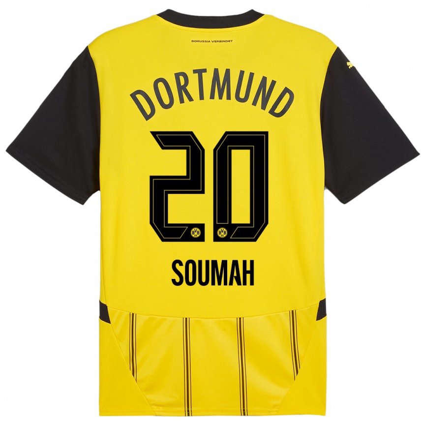 Kinder Fußball Moussa Soumah #20 Gelb Schwarz Heimtrikot Trikot 2024/25 T-Shirt Luxemburg