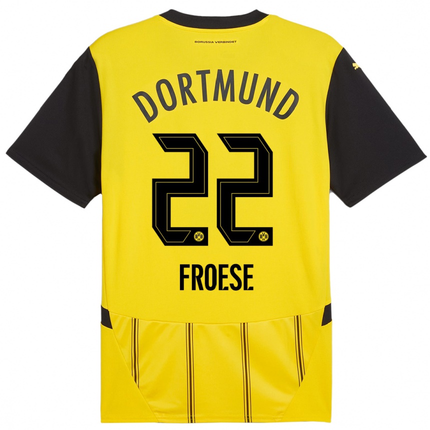 Kinder Fußball Julien Froese #22 Gelb Schwarz Heimtrikot Trikot 2024/25 T-Shirt Luxemburg