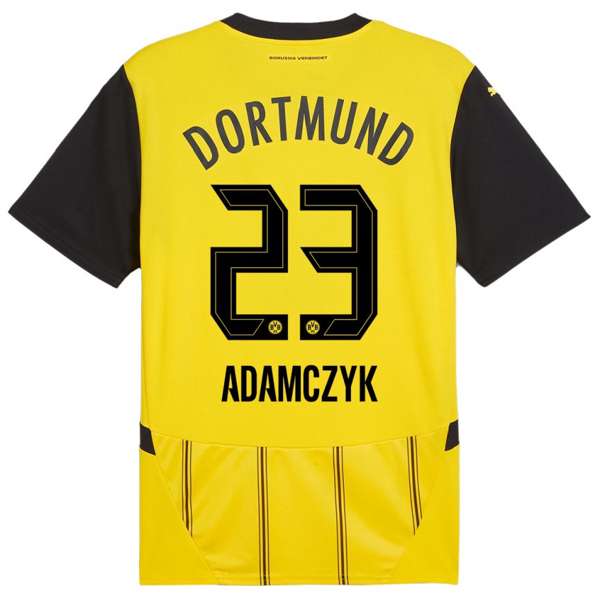 Kinder Fußball Nico Adamczyk #23 Gelb Schwarz Heimtrikot Trikot 2024/25 T-Shirt Luxemburg