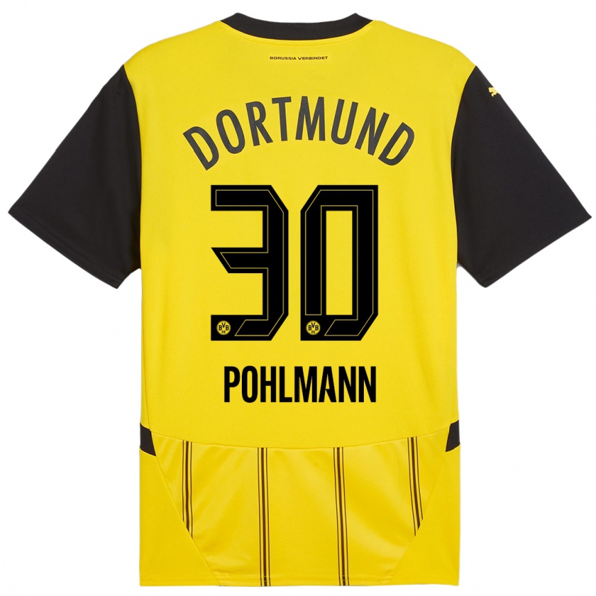 Kinder Fußball Ole Pohlmann #30 Gelb Schwarz Heimtrikot Trikot 2024/25 T-Shirt Luxemburg