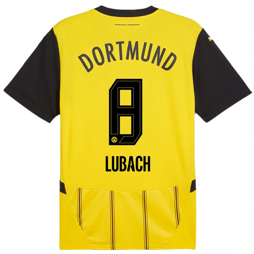 Kinder Fußball Rafael Lubach #8 Gelb Schwarz Heimtrikot Trikot 2024/25 T-Shirt Luxemburg