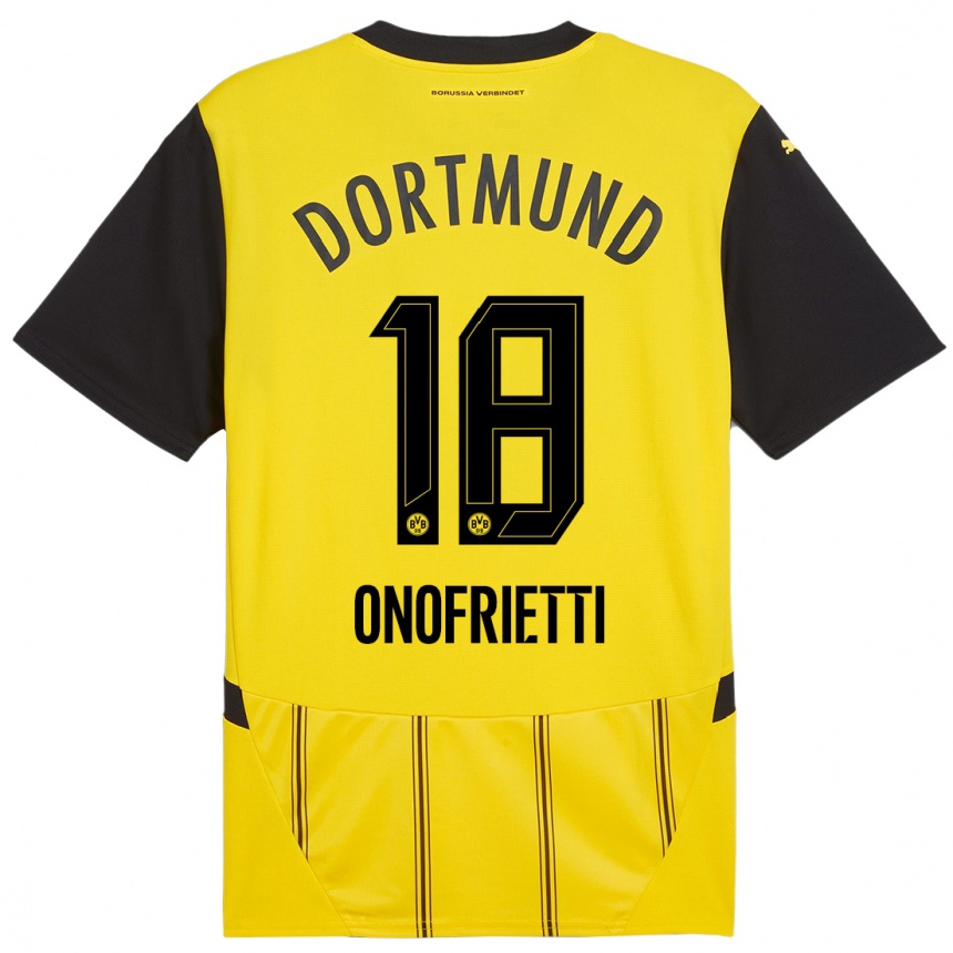 Kinder Fußball Vincenzo Onofrietti #18 Gelb Schwarz Heimtrikot Trikot 2024/25 T-Shirt Luxemburg