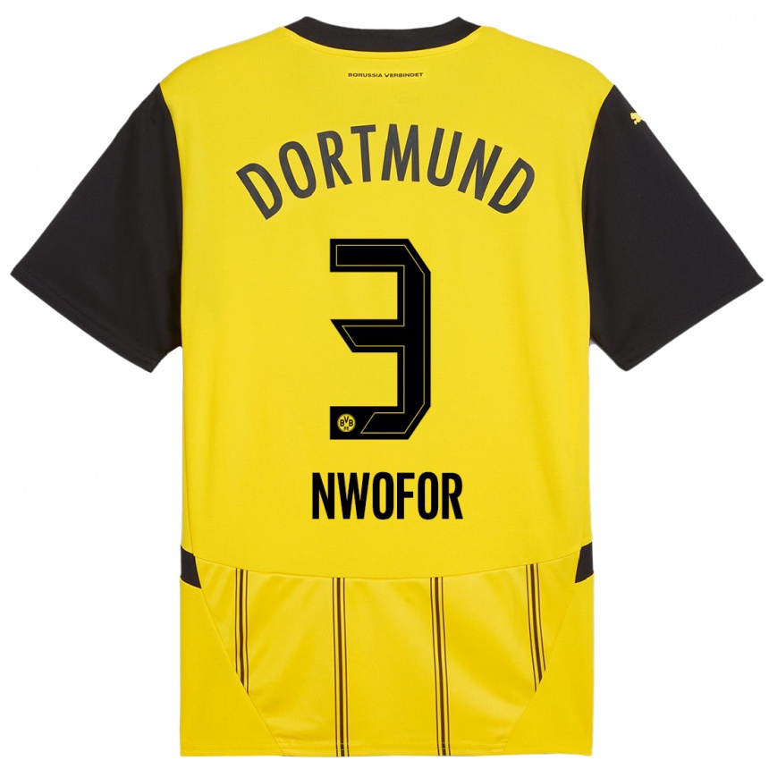 Kinder Fußball Jamie Nwofor #3 Gelb Schwarz Heimtrikot Trikot 2024/25 T-Shirt Luxemburg