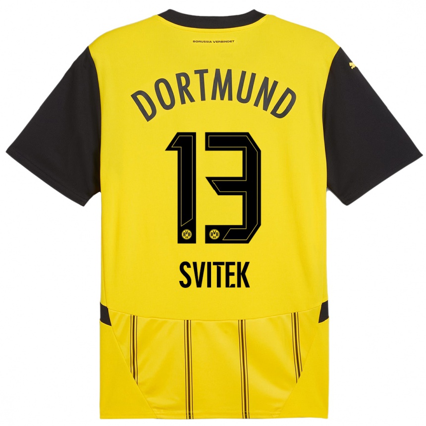 Kinder Fußball Leon Svitek #13 Gelb Schwarz Heimtrikot Trikot 2024/25 T-Shirt Luxemburg