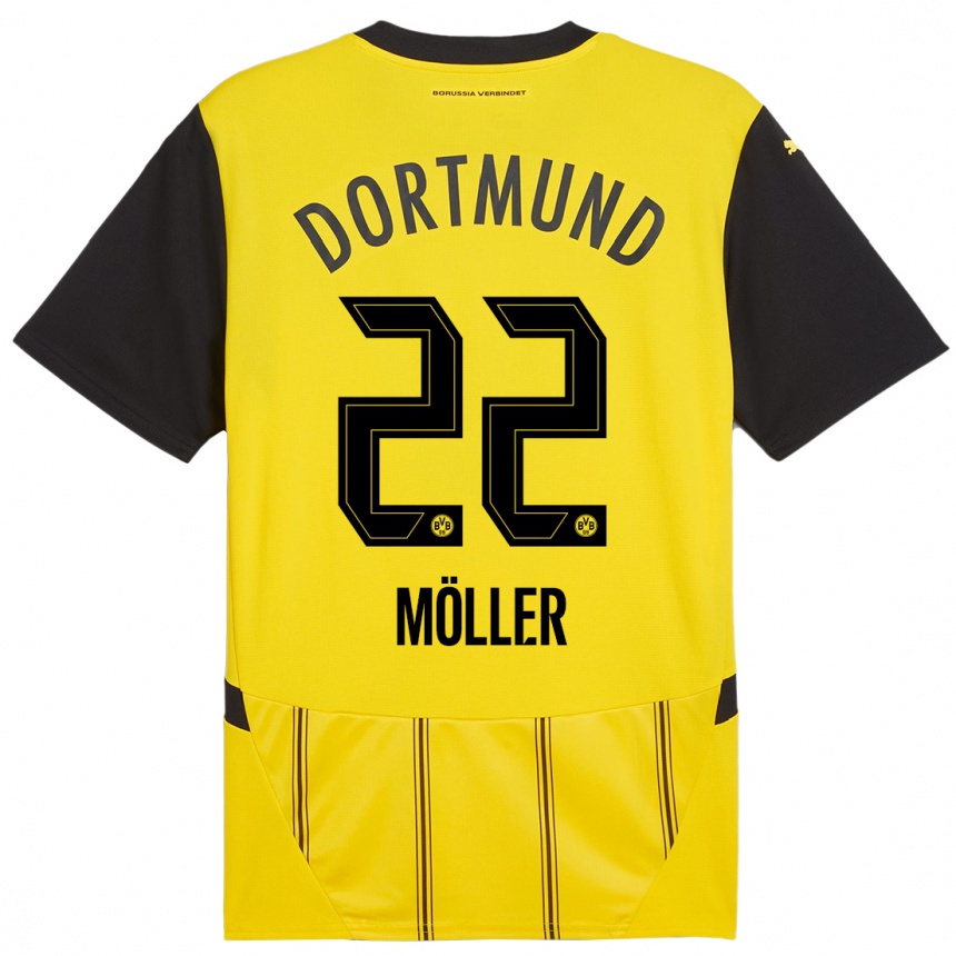 Kinder Fußball Paul Möller #22 Gelb Schwarz Heimtrikot Trikot 2024/25 T-Shirt Luxemburg