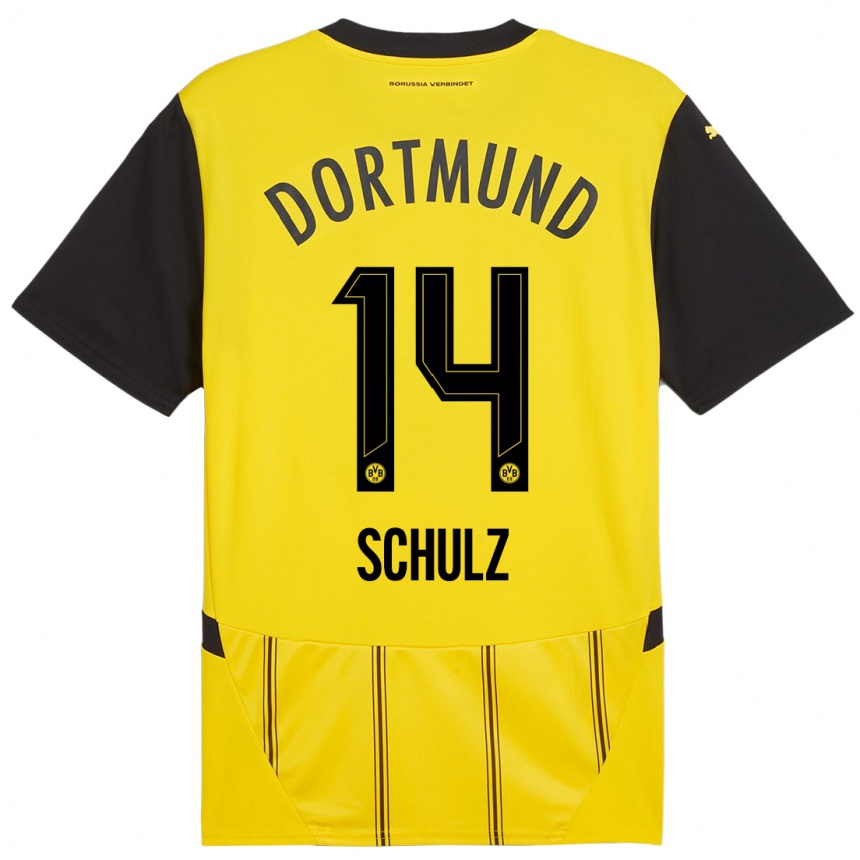 Kinder Fußball Nico Schulz #14 Gelb Schwarz Heimtrikot Trikot 2024/25 T-Shirt Luxemburg