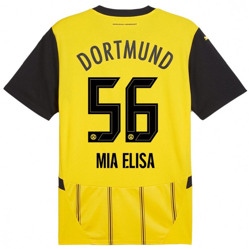 Kinder Fußball Bomnuter Mia Elisa #56 Gelb Schwarz Heimtrikot Trikot 2024/25 T-Shirt Luxemburg