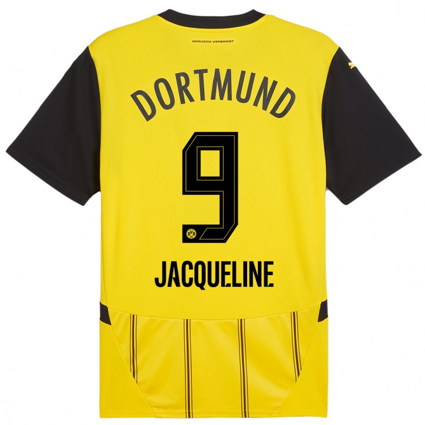 Kinder Fußball Moreno Jacqueline #9 Gelb Schwarz Heimtrikot Trikot 2024/25 T-Shirt Luxemburg