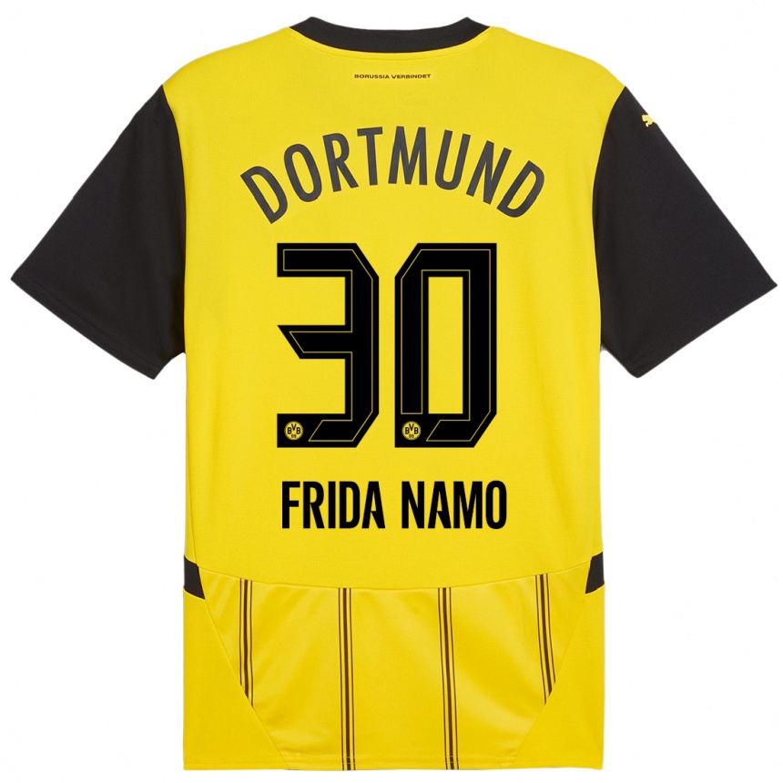 Kinder Fußball Ronning Frida Namo #30 Gelb Schwarz Heimtrikot Trikot 2024/25 T-Shirt Luxemburg