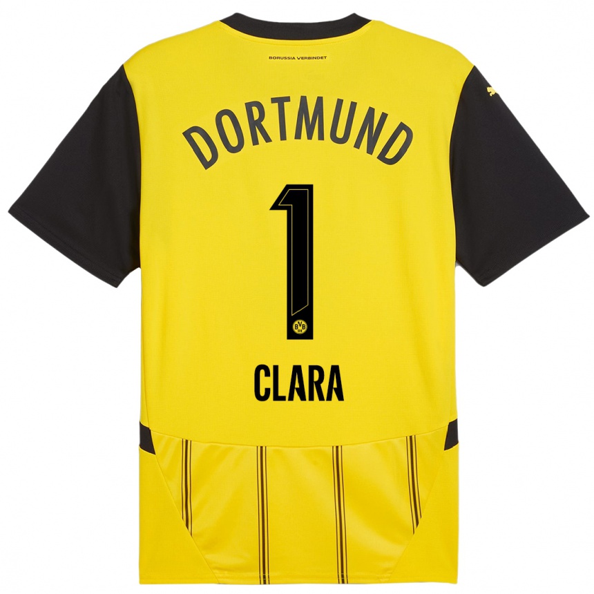 Kinder Fußball Woltering Clara #1 Gelb Schwarz Heimtrikot Trikot 2024/25 T-Shirt Luxemburg