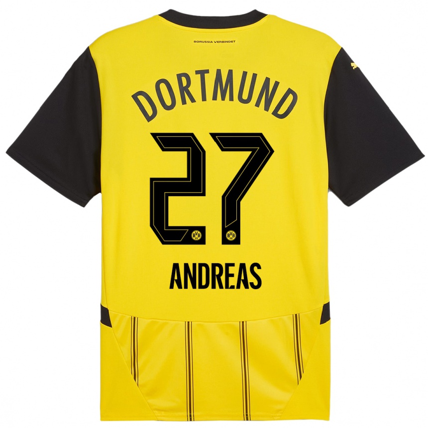 Kinder Fußball Kuno Andreas #27 Gelb Schwarz Heimtrikot Trikot 2024/25 T-Shirt Luxemburg