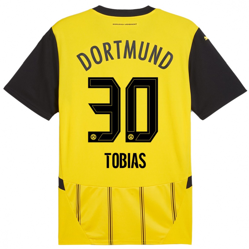 Kinder Fußball Vogt Tobias #30 Gelb Schwarz Heimtrikot Trikot 2024/25 T-Shirt Luxemburg