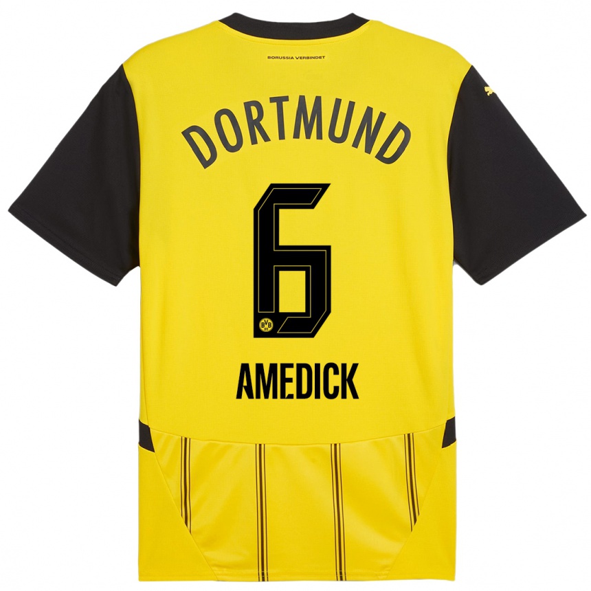 Kinder Fußball Maik Amedick #6 Gelb Schwarz Heimtrikot Trikot 2024/25 T-Shirt Luxemburg