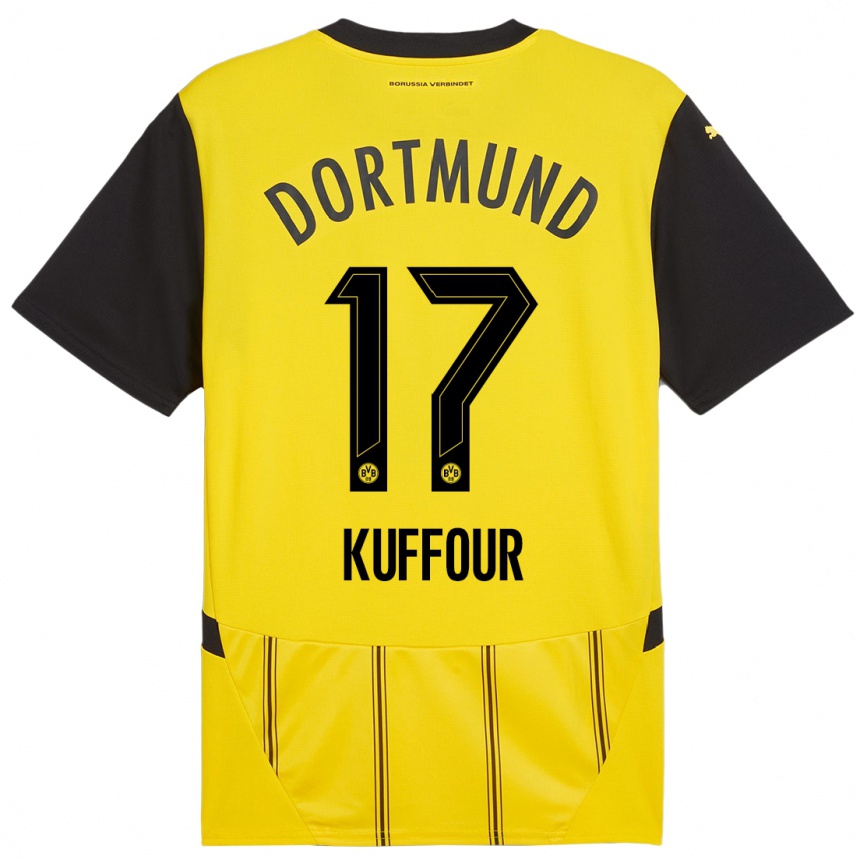 Kinder Fußball Lloyd-Addo Kuffour #17 Gelb Schwarz Heimtrikot Trikot 2024/25 T-Shirt Luxemburg