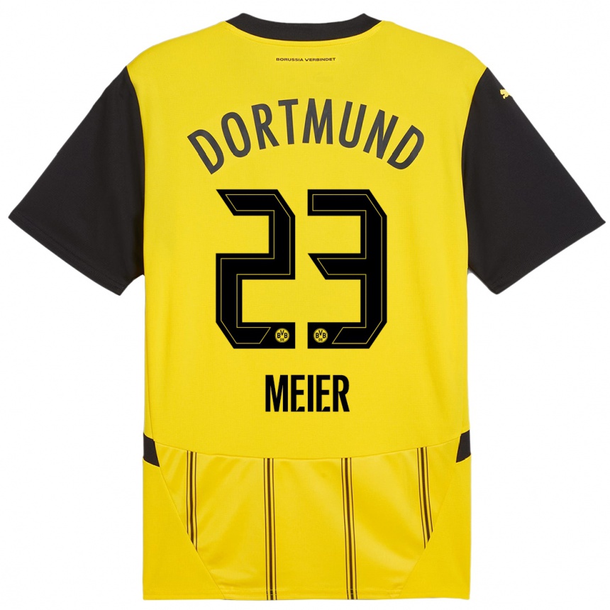 Kinder Fußball Maximilian Meier #23 Gelb Schwarz Heimtrikot Trikot 2024/25 T-Shirt Luxemburg