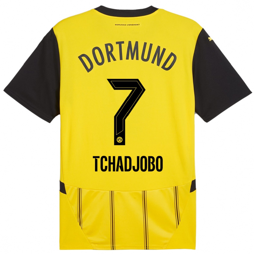 Kinder Fußball Dia Tchadjobo #7 Gelb Schwarz Heimtrikot Trikot 2024/25 T-Shirt Luxemburg