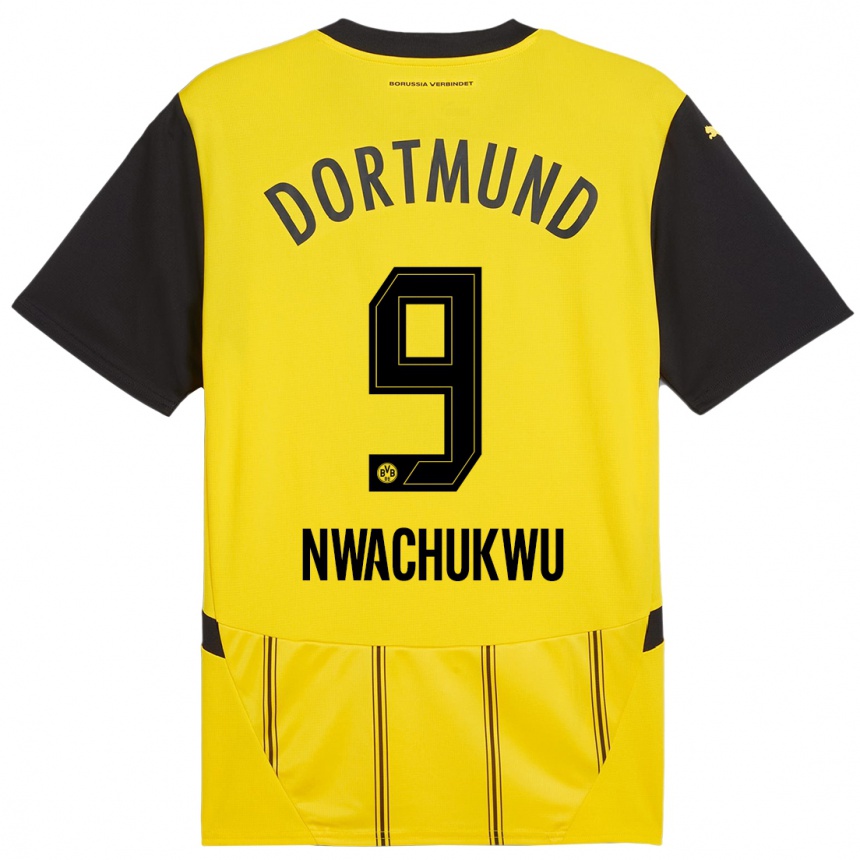 Kinder Fußball Isaak Nwachukwu #9 Gelb Schwarz Heimtrikot Trikot 2024/25 T-Shirt Luxemburg