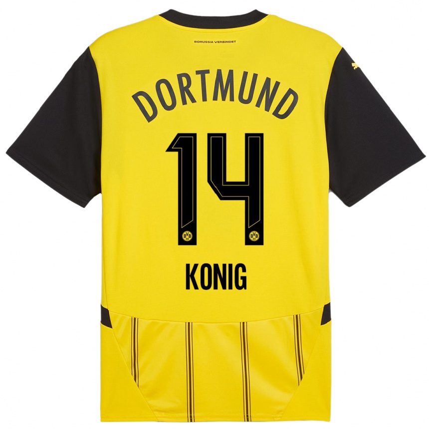 Kinder Fußball Raul Konig #14 Gelb Schwarz Heimtrikot Trikot 2024/25 T-Shirt Luxemburg