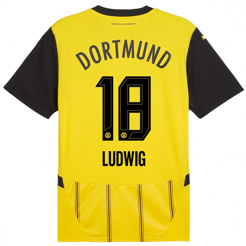 Kinder Fußball Michel Ludwig #18 Gelb Schwarz Heimtrikot Trikot 2024/25 T-Shirt Luxemburg