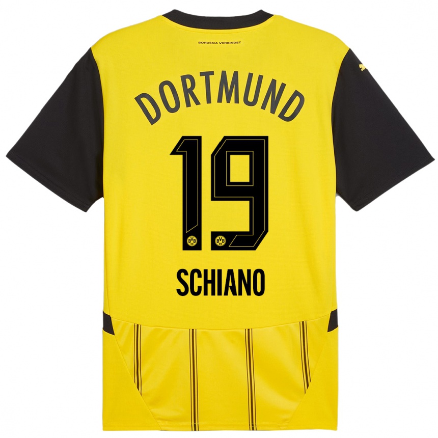 Kinder Fußball Emilio Schiano #19 Gelb Schwarz Heimtrikot Trikot 2024/25 T-Shirt Luxemburg