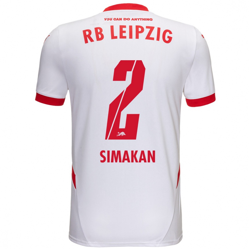 Kinder Fußball Mohamed Simakan #2 Weiß Rot Heimtrikot Trikot 2024/25 T-Shirt Luxemburg