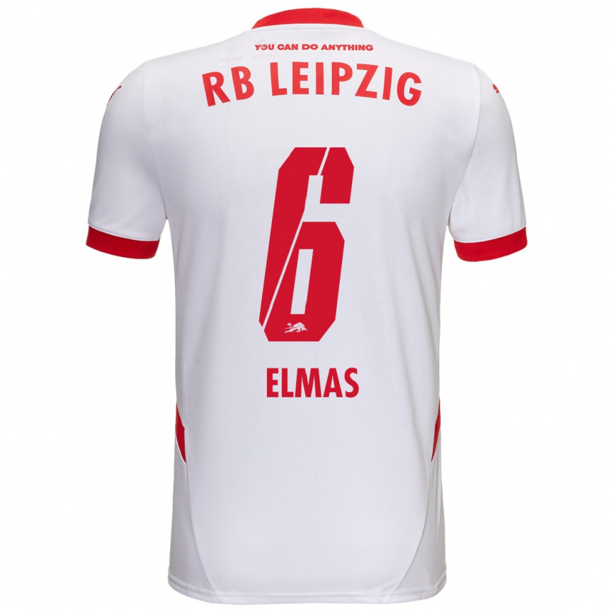 Kinder Fußball Eljif Elmas #6 Weiß Rot Heimtrikot Trikot 2024/25 T-Shirt Luxemburg