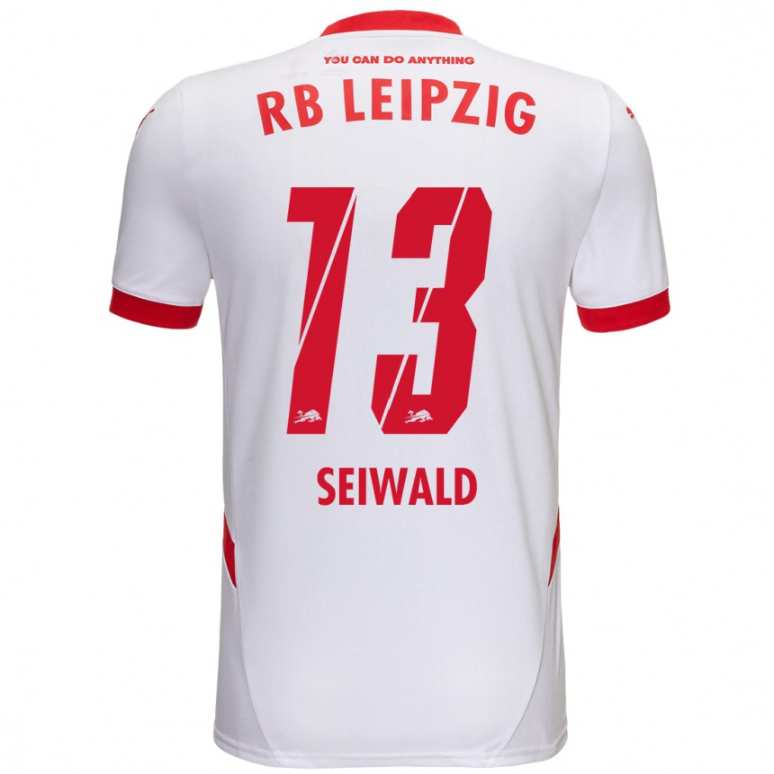 Kinder Fußball Nicolas Seiwald #13 Weiß Rot Heimtrikot Trikot 2024/25 T-Shirt Luxemburg