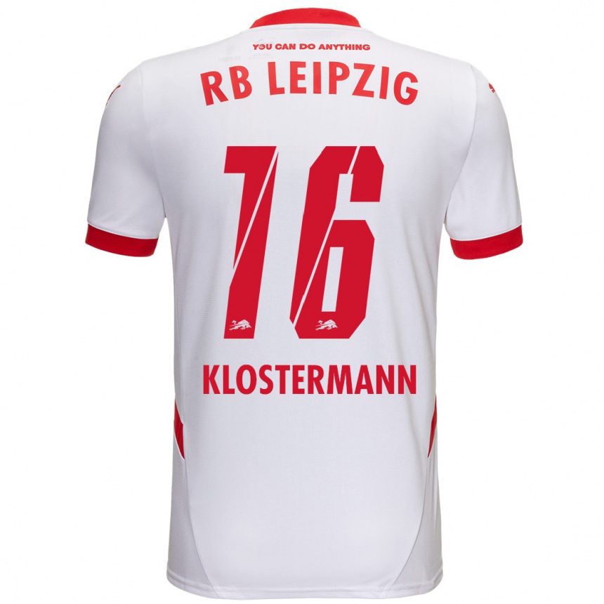 Kinder Fußball Lukas Klostermann #16 Weiß Rot Heimtrikot Trikot 2024/25 T-Shirt Luxemburg