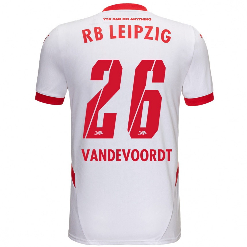 Kinder Fußball Maarten Vandevoordt #26 Weiß Rot Heimtrikot Trikot 2024/25 T-Shirt Luxemburg