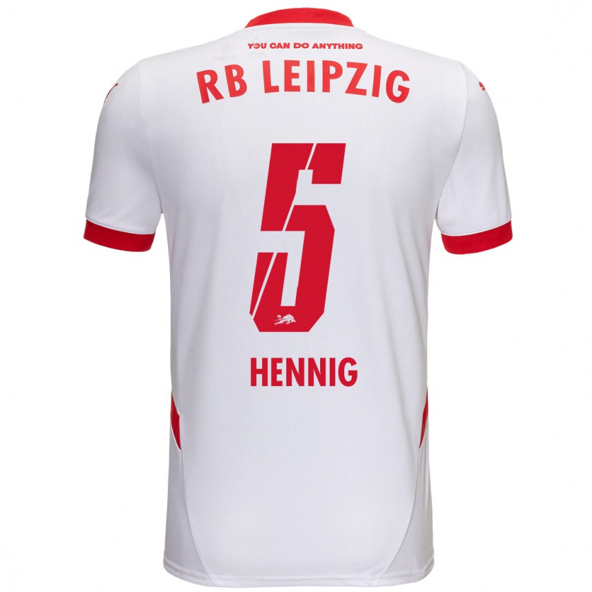 Kinder Fußball Lenny Hennig #5 Weiß Rot Heimtrikot Trikot 2024/25 T-Shirt Luxemburg