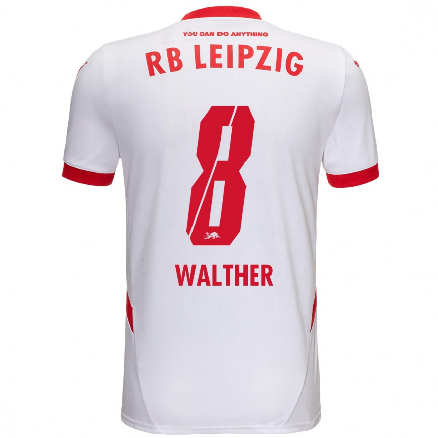 Kinder Fußball Kofi Walther #8 Weiß Rot Heimtrikot Trikot 2024/25 T-Shirt Luxemburg