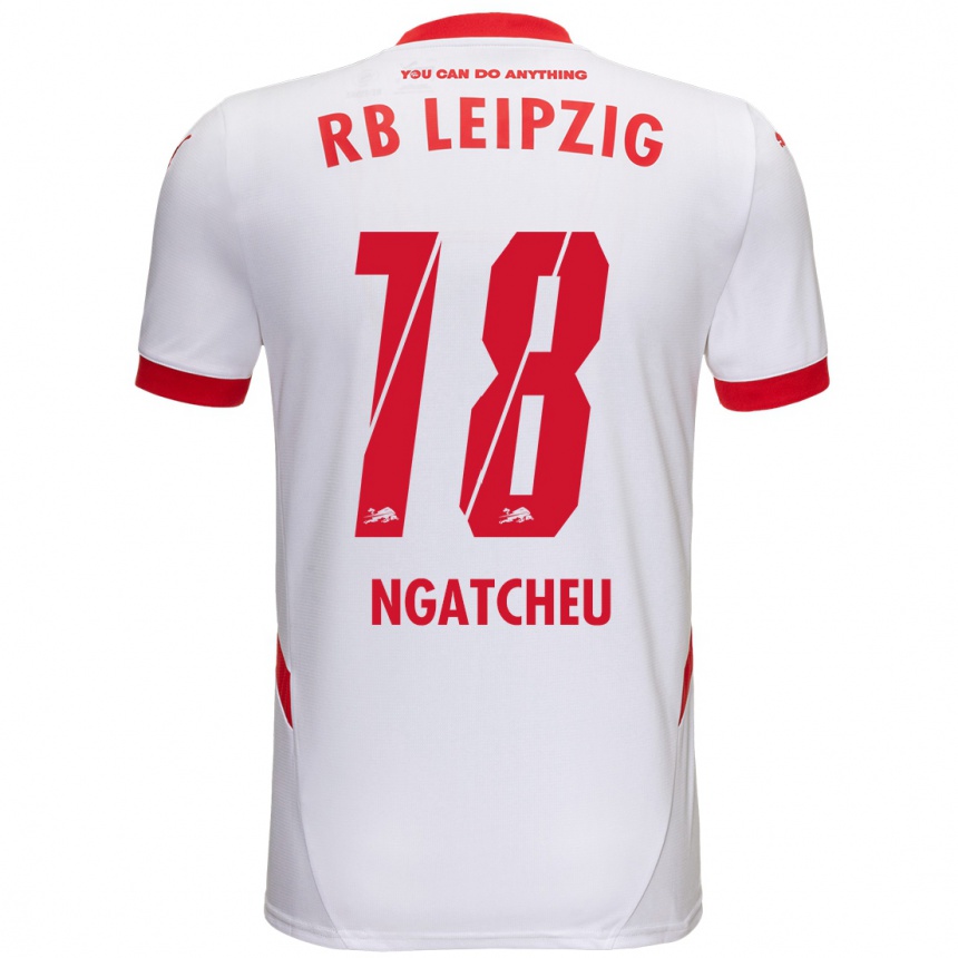 Kinder Fußball Yohan Ngatcheu #18 Weiß Rot Heimtrikot Trikot 2024/25 T-Shirt Luxemburg