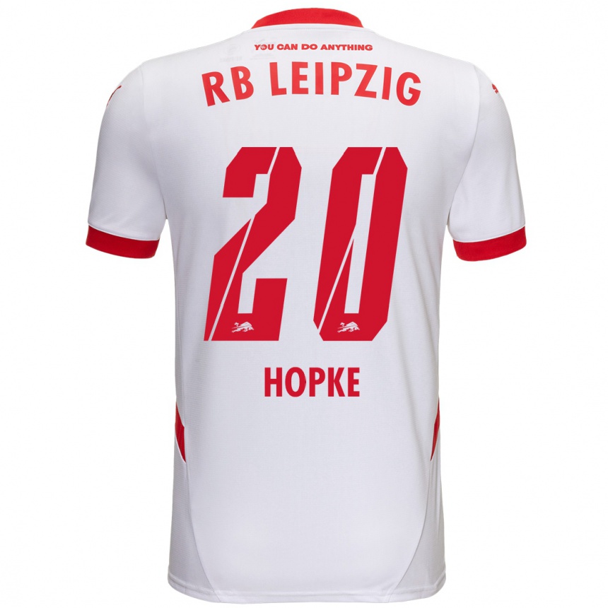 Kinder Fußball Hannes Hopke #20 Weiß Rot Heimtrikot Trikot 2024/25 T-Shirt Luxemburg