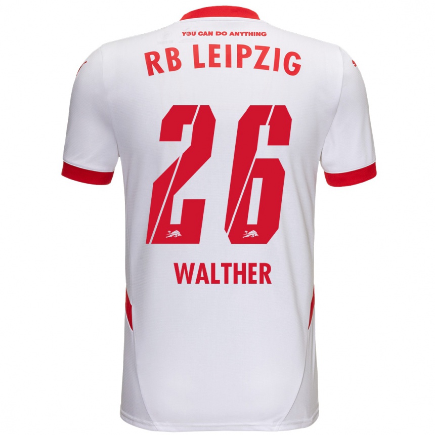 Kinder Fußball Mika Walther #26 Weiß Rot Heimtrikot Trikot 2024/25 T-Shirt Luxemburg