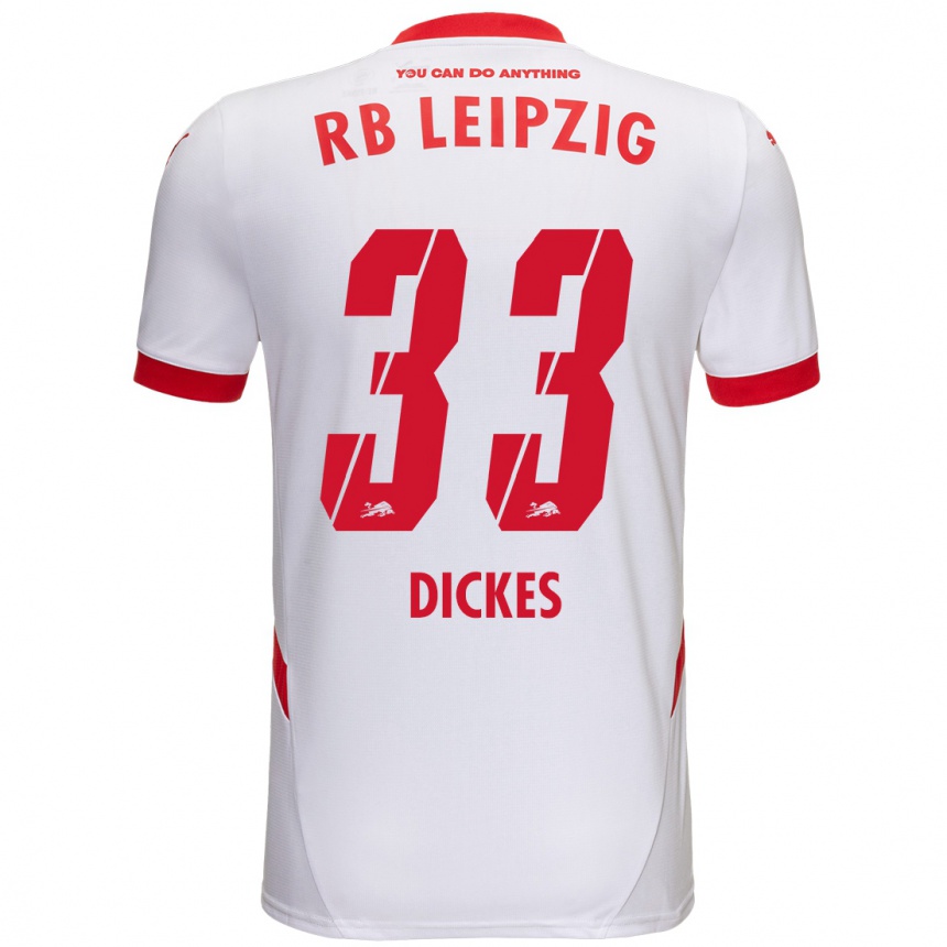 Kinder Fußball Fernando Dickes #33 Weiß Rot Heimtrikot Trikot 2024/25 T-Shirt Luxemburg