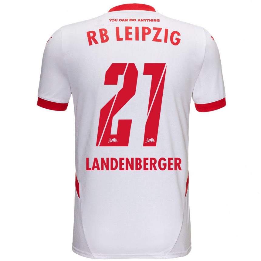 Kinder Fußball Julia Landenberger #21 Weiß Rot Heimtrikot Trikot 2024/25 T-Shirt Luxemburg