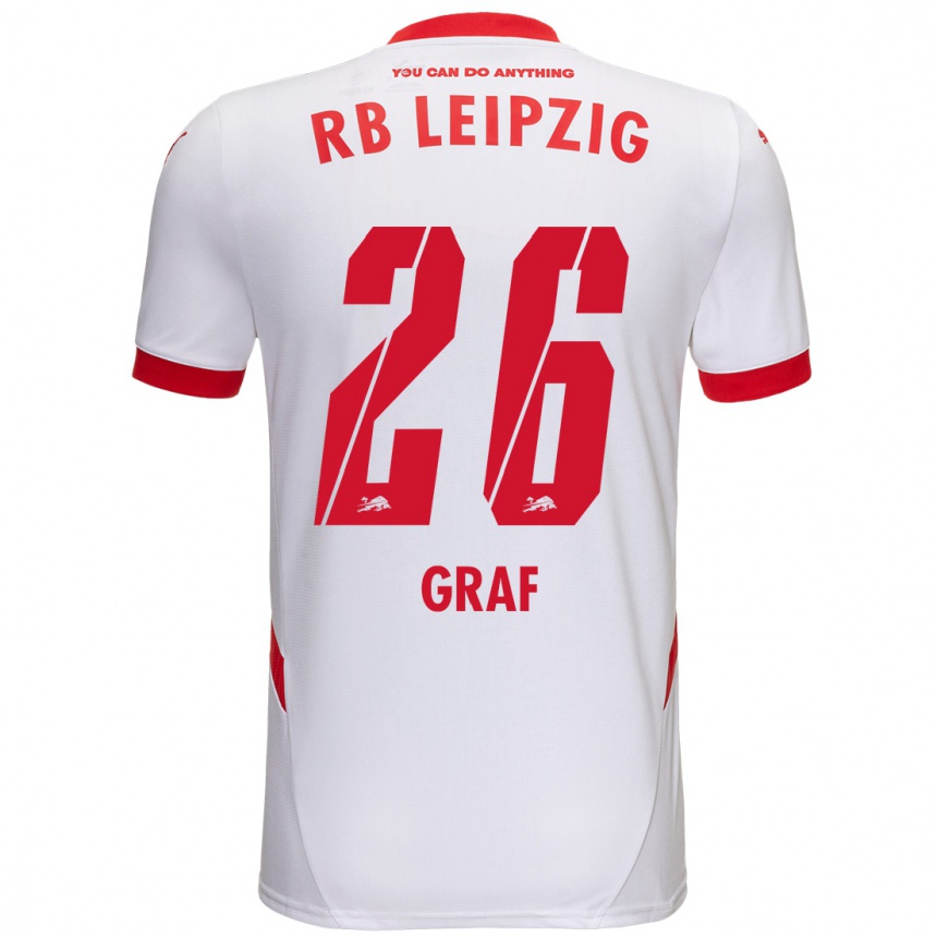 Kinder Fußball Luca Maria Graf #26 Weiß Rot Heimtrikot Trikot 2024/25 T-Shirt Luxemburg