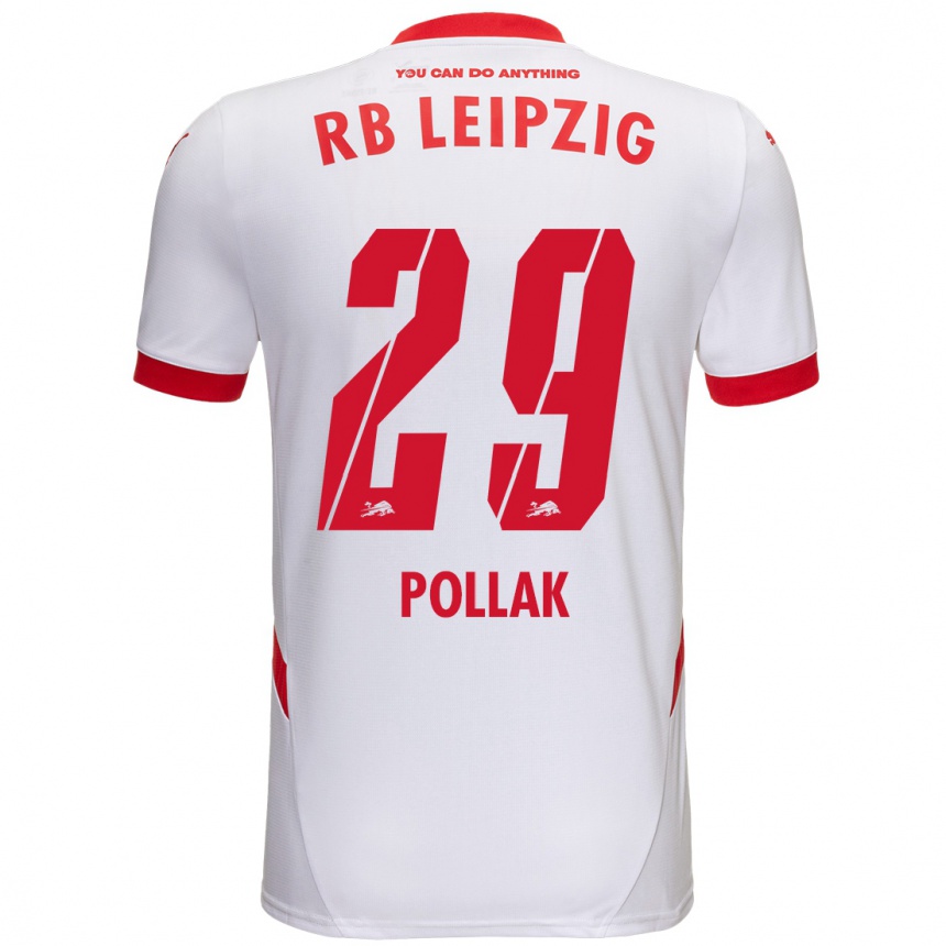 Kinder Fußball Julia Pollak #29 Weiß Rot Heimtrikot Trikot 2024/25 T-Shirt Luxemburg