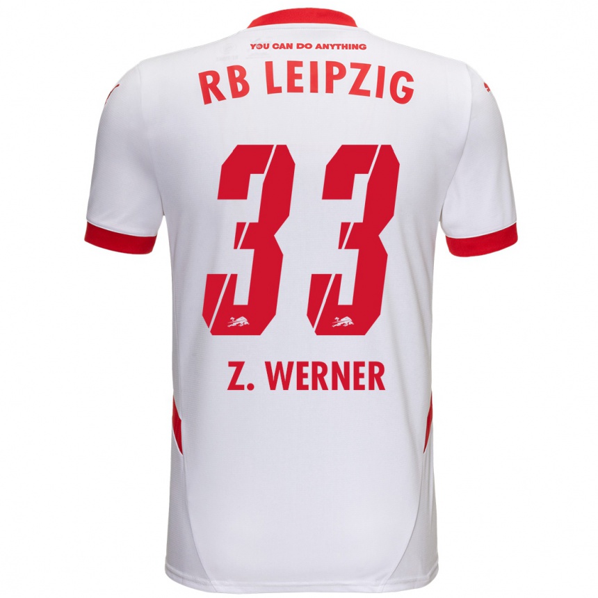 Kinder Fußball Zoé Werner #33 Weiß Rot Heimtrikot Trikot 2024/25 T-Shirt Luxemburg