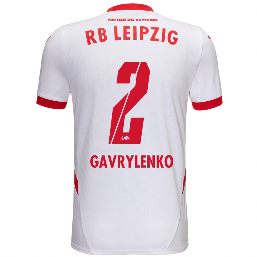 Kinder Fußball Oleksandr Gavrylenko #2 Weiß Rot Heimtrikot Trikot 2024/25 T-Shirt Luxemburg