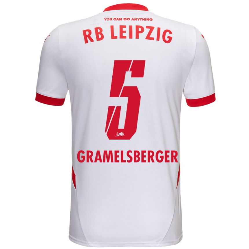 Kinder Fußball Lennert Gramelsberger #5 Weiß Rot Heimtrikot Trikot 2024/25 T-Shirt Luxemburg