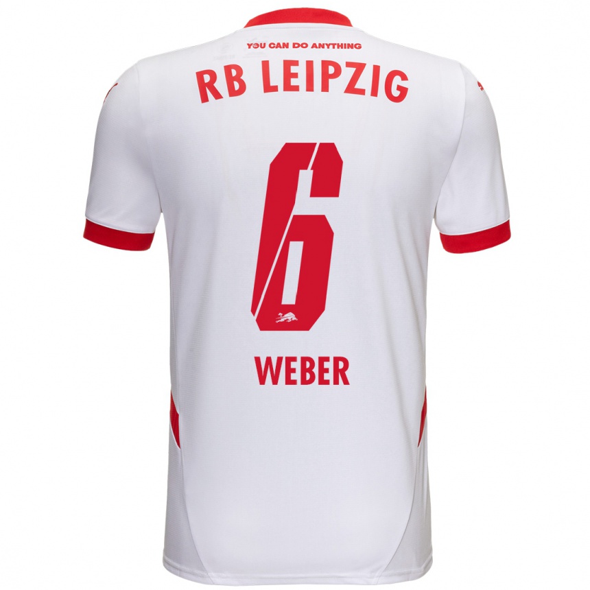 Kinder Fußball Samuel Weber #6 Weiß Rot Heimtrikot Trikot 2024/25 T-Shirt Luxemburg