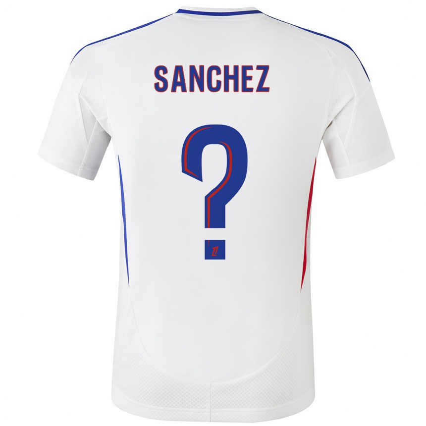 Kinder Fußball Florent Sanchez #0 Weiß Blau Heimtrikot Trikot 2024/25 T-Shirt Luxemburg