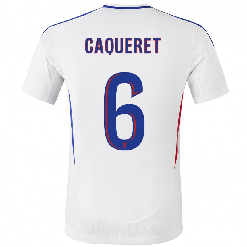 Kinder Fußball Maxence Caqueret #6 Weiß Blau Heimtrikot Trikot 2024/25 T-Shirt Luxemburg