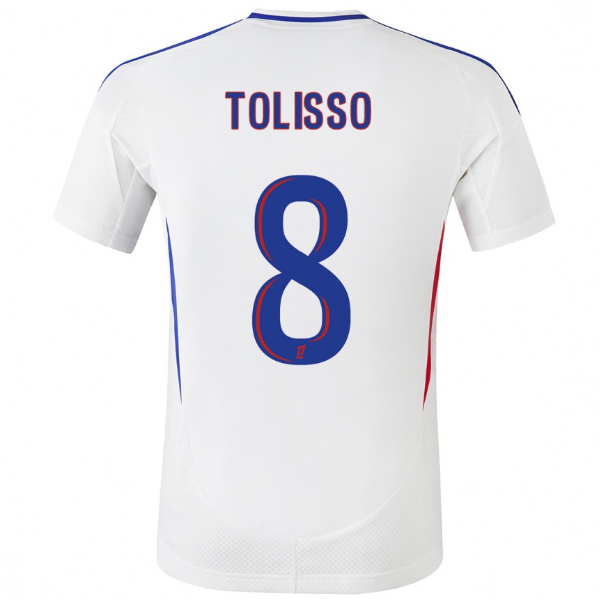 Kinder Fußball Corentin Tolisso #8 Weiß Blau Heimtrikot Trikot 2024/25 T-Shirt Luxemburg