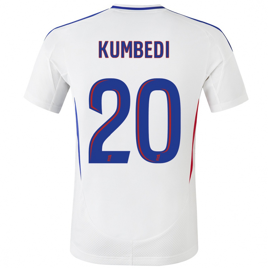 Kinder Fußball Saël Kumbedi #20 Weiß Blau Heimtrikot Trikot 2024/25 T-Shirt Luxemburg